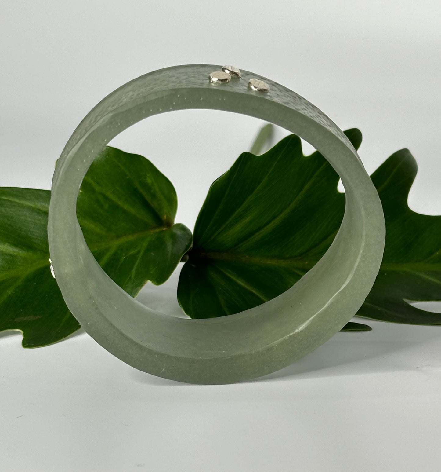 Wide Grey Spotty Resin Bangle