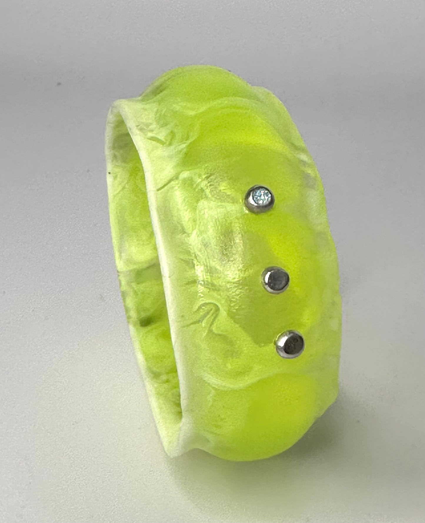 Neon Yellow/white swirl Resin wide bangle