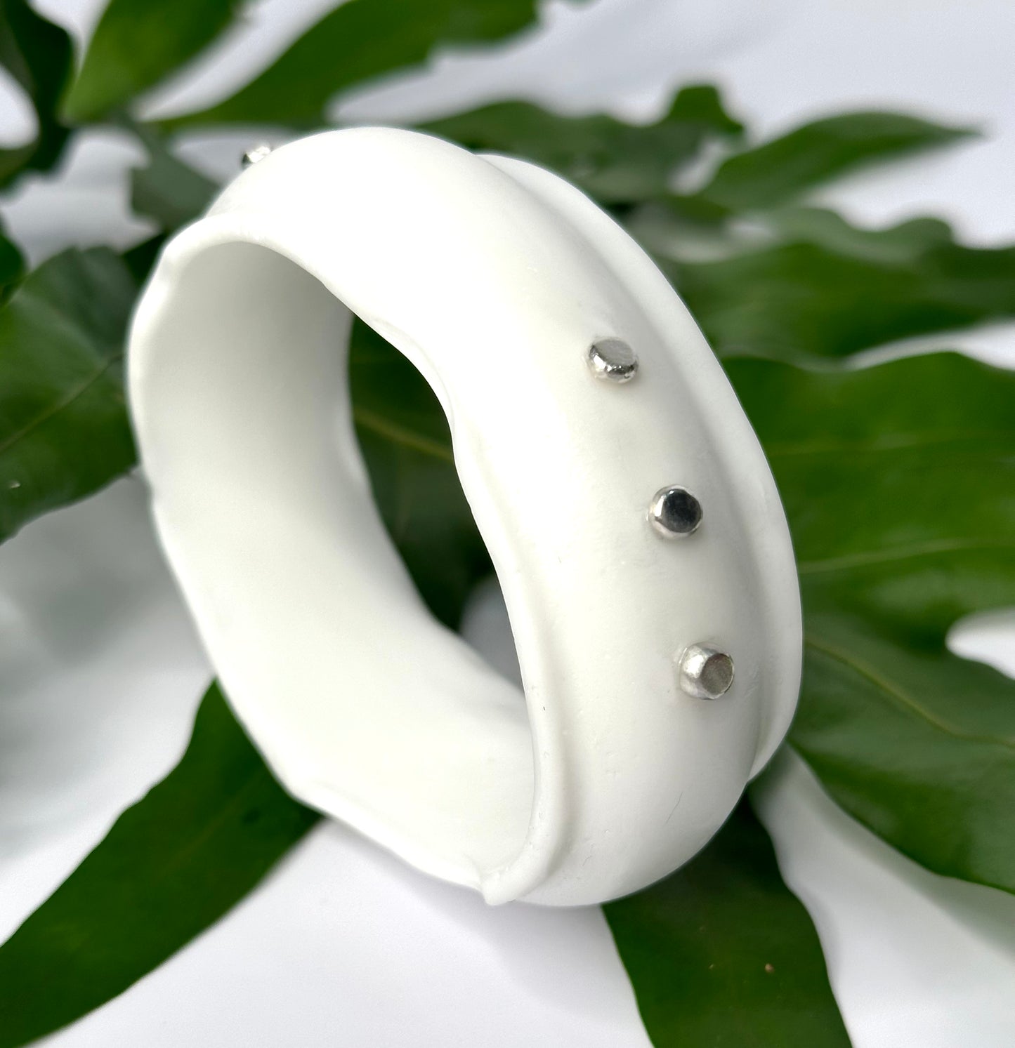 White Resin wide bangle