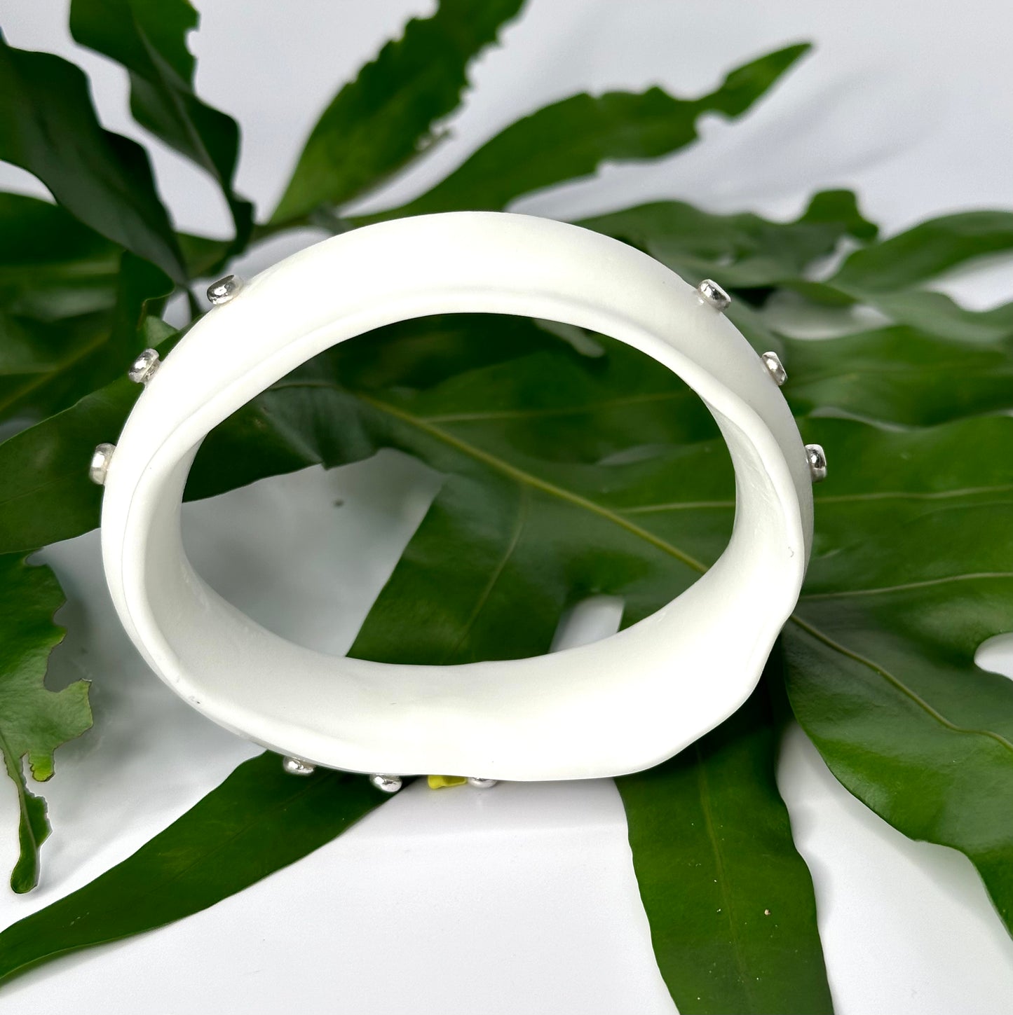 White Resin wide bangle