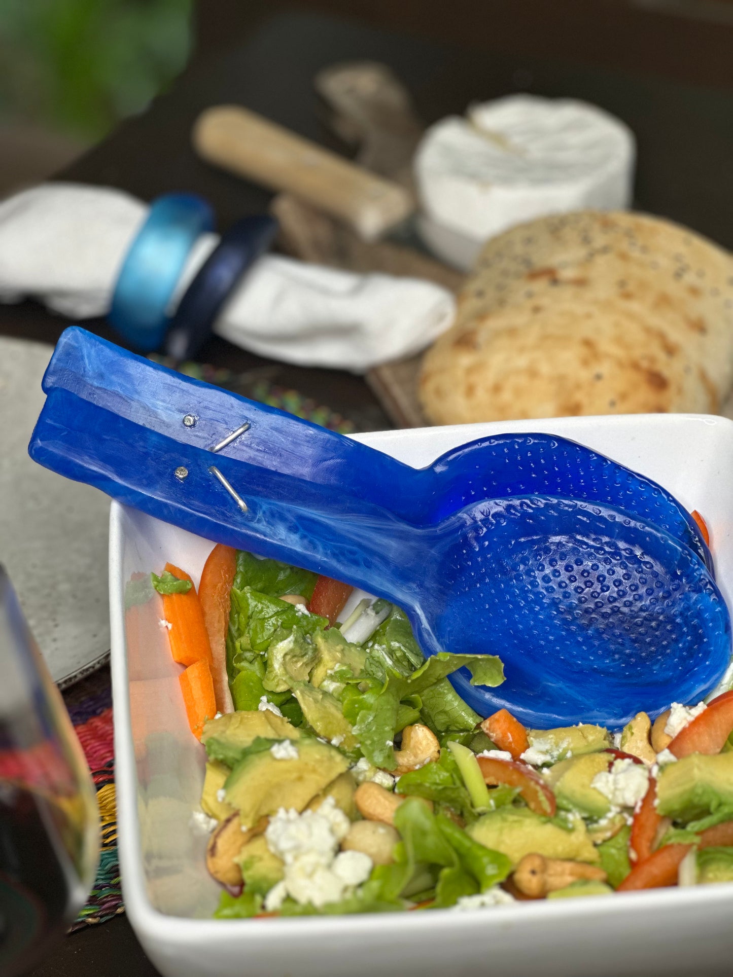 Salad Servers - Cobolt Blue & white swirl