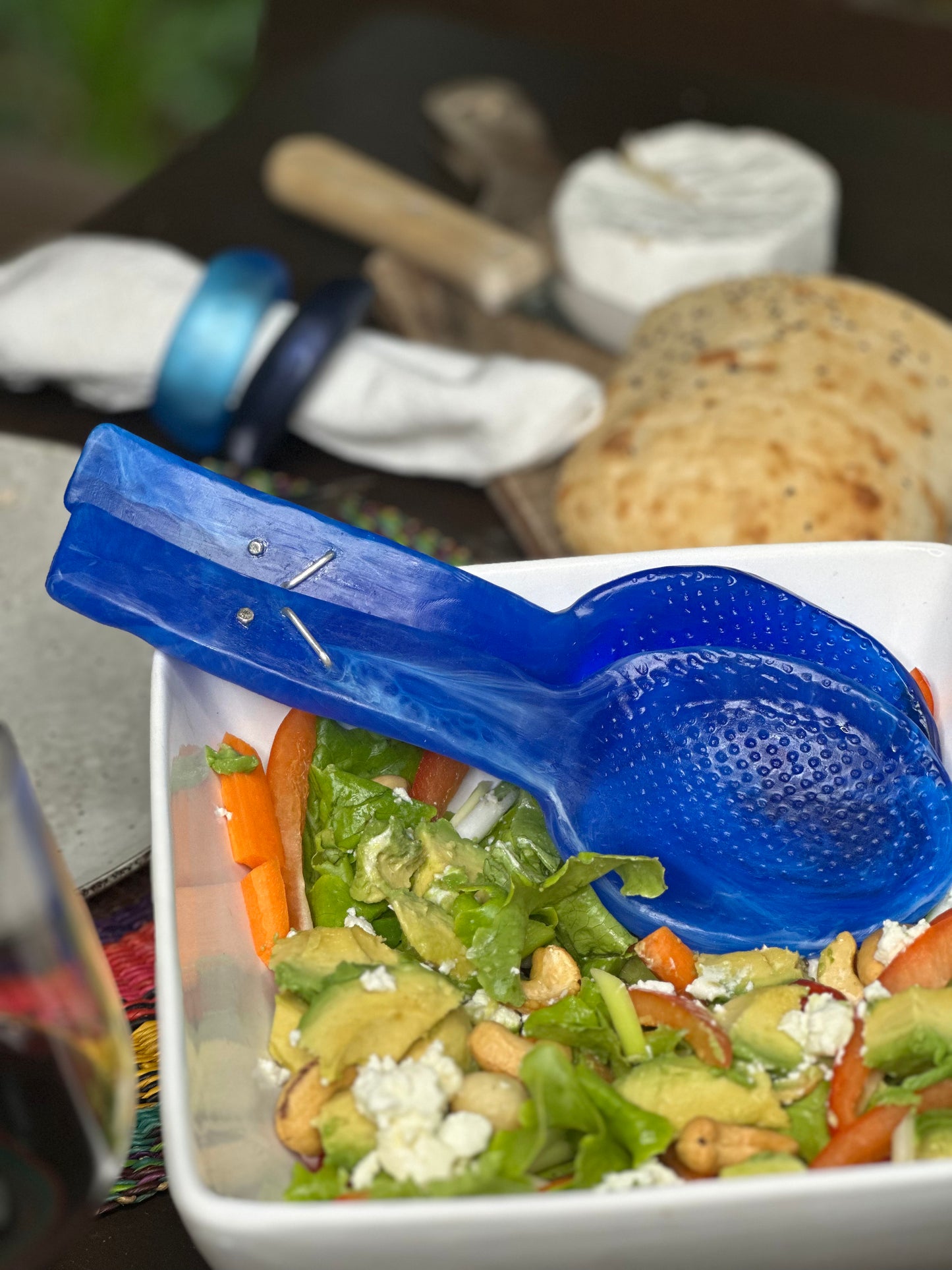 Salad Servers - Cobolt Blue & white swirl