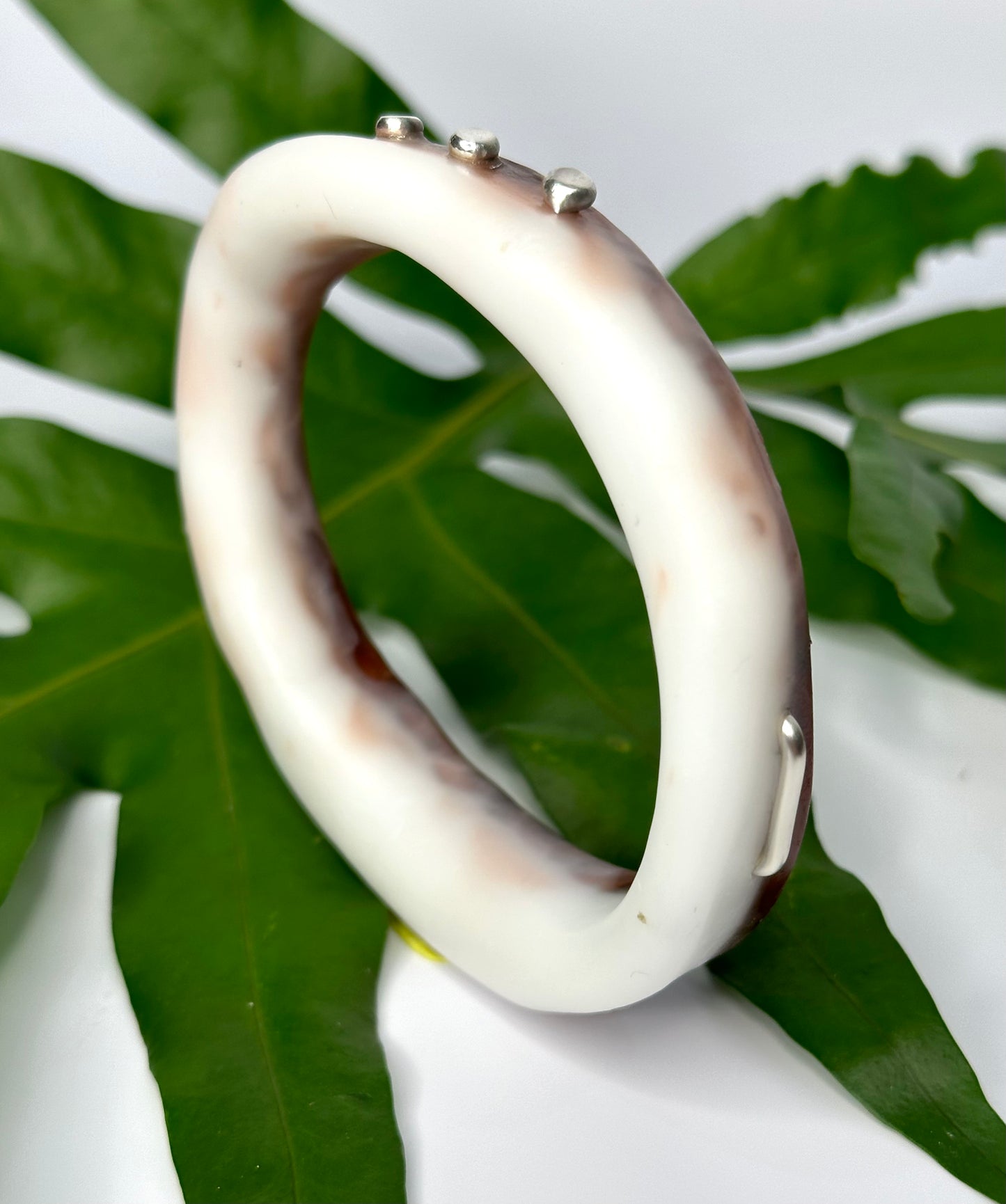 White, brown marble resin woopy bangle