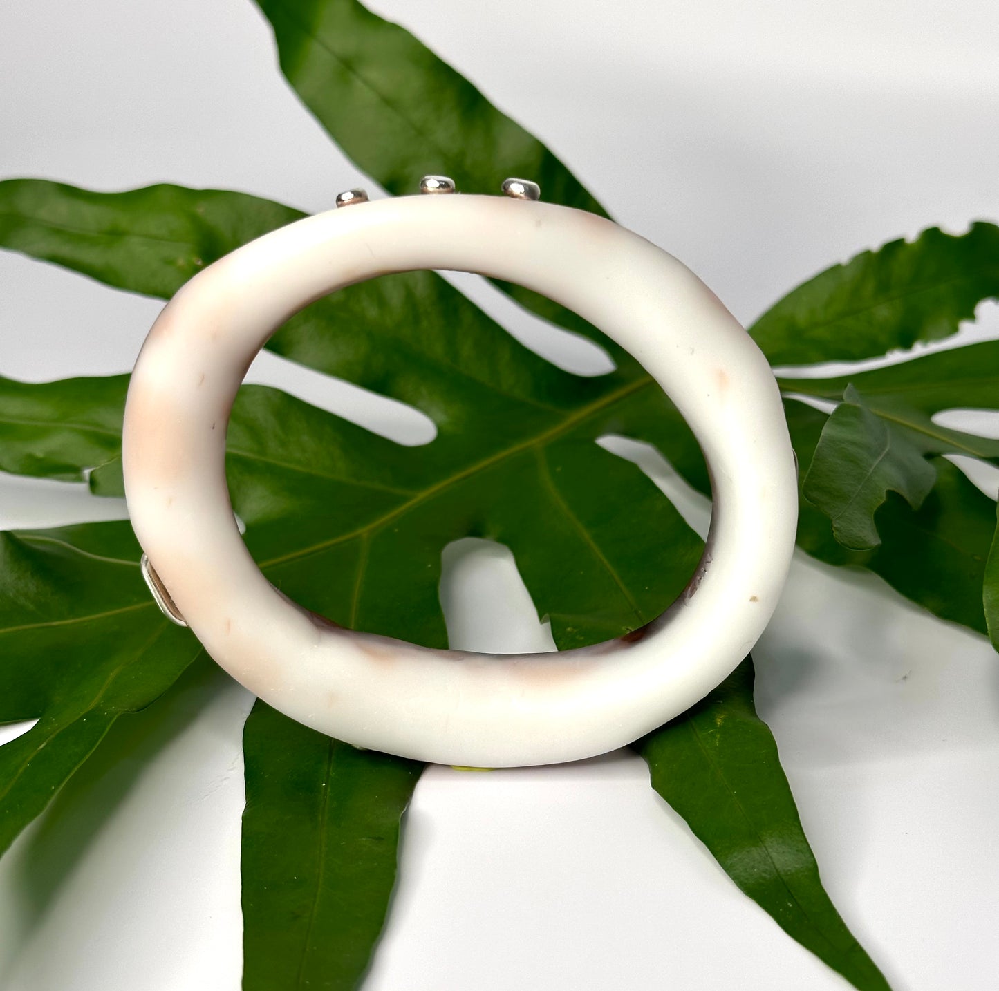 White, brown marble resin woopy bangle