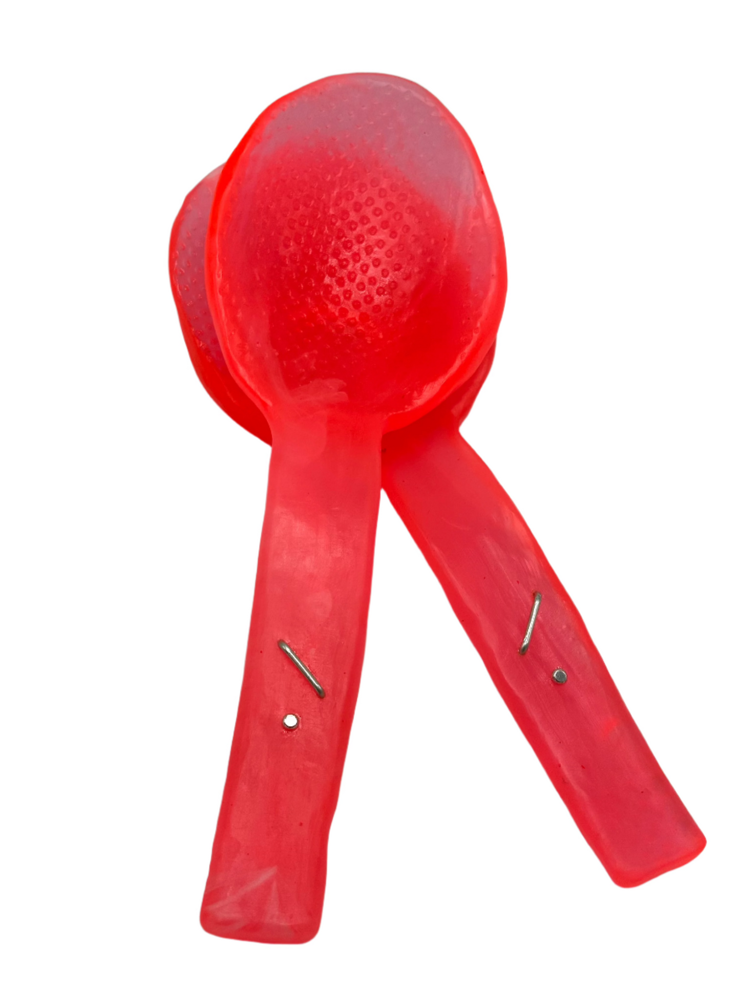 Salad Servers - Red Coral with white swirl