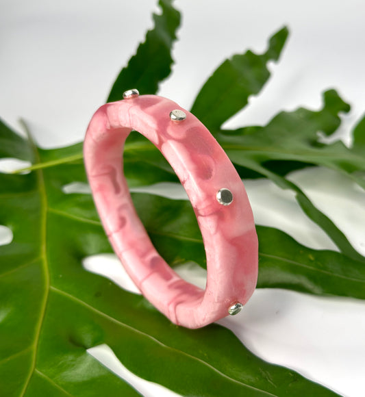 Pink marble coloured KWD Classic Resin Bangle - XL