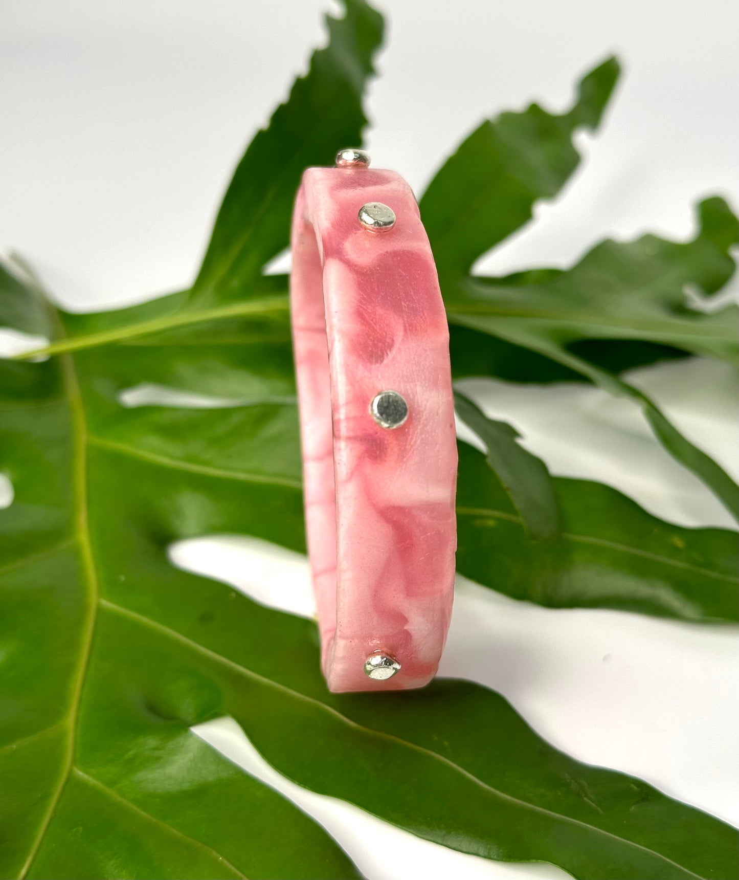 Pink marble coloured KWD Classic Resin Bangle - XL