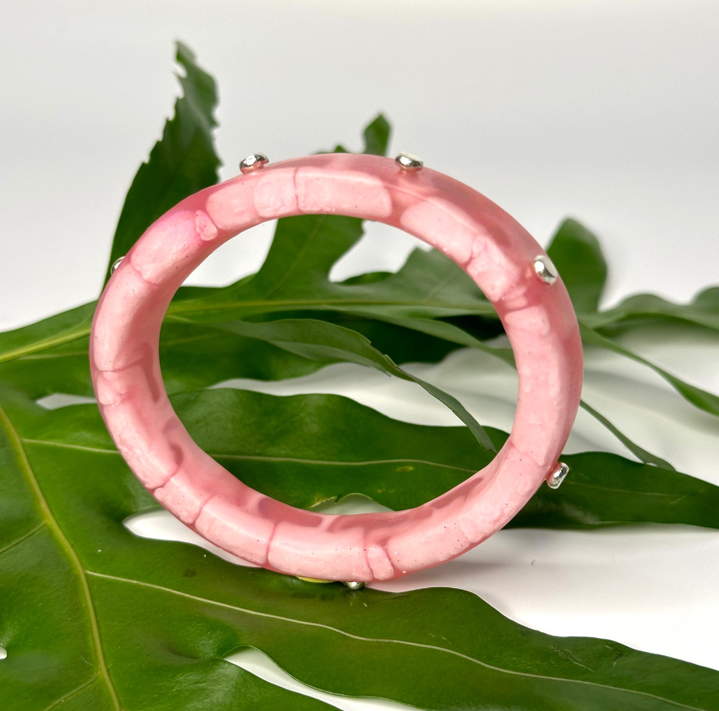 Pink marble coloured KWD Classic Resin Bangle - XL