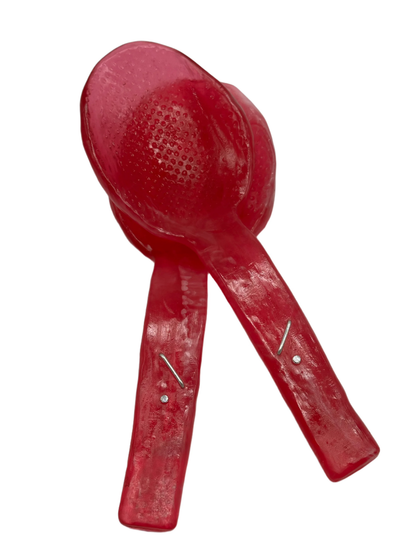 Salad Servers - Strawberry Red/White swirl