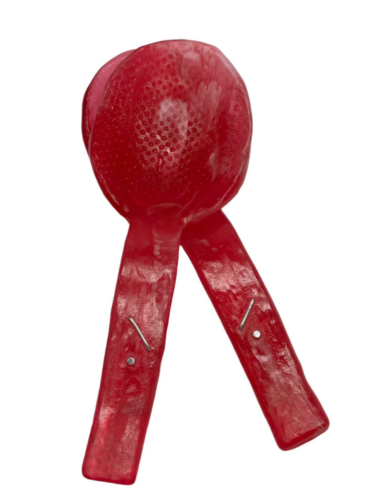 Salad Servers - Strawberry Red/White swirl