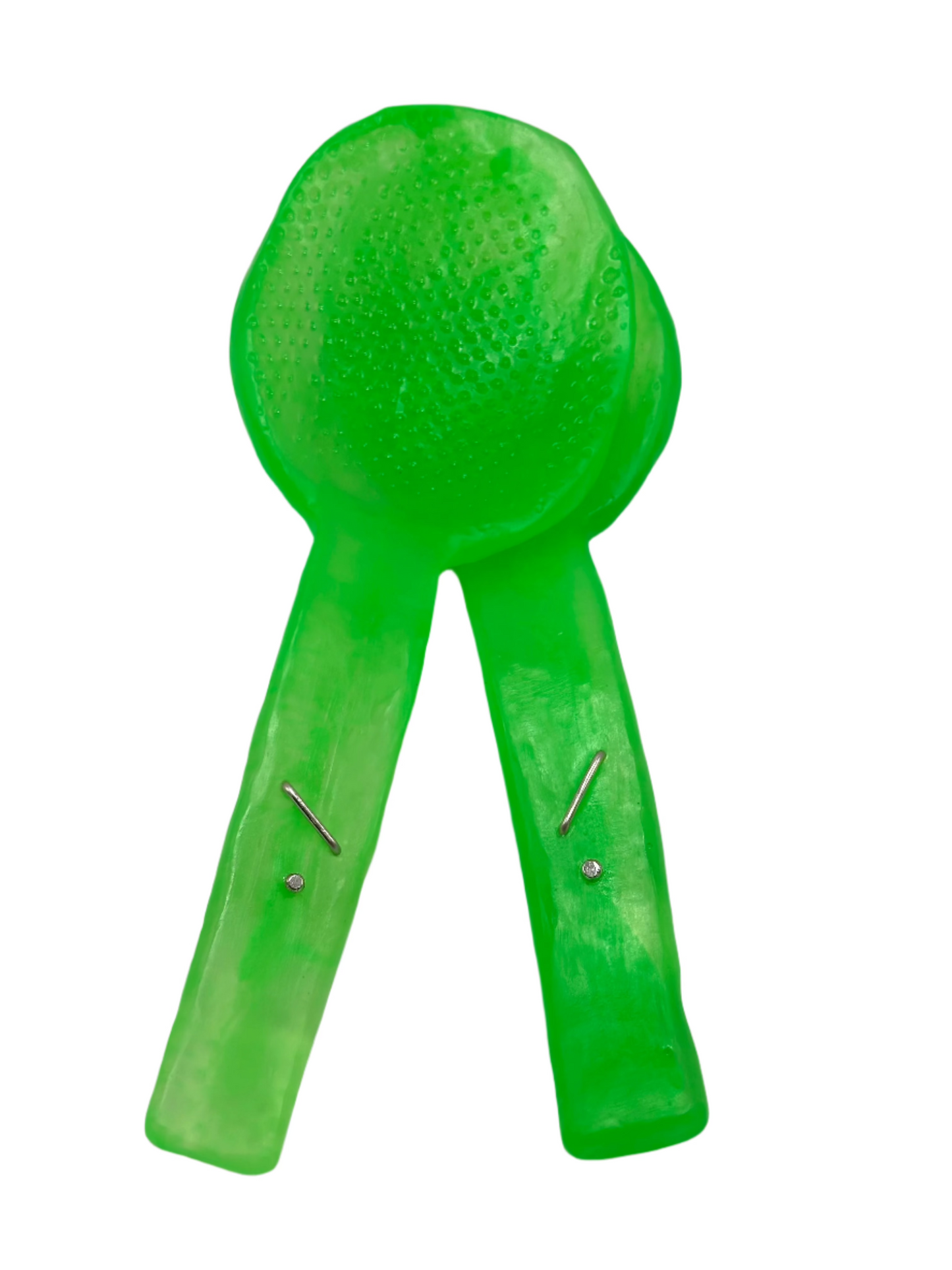 Salad Servers - Neon Green with white swirl