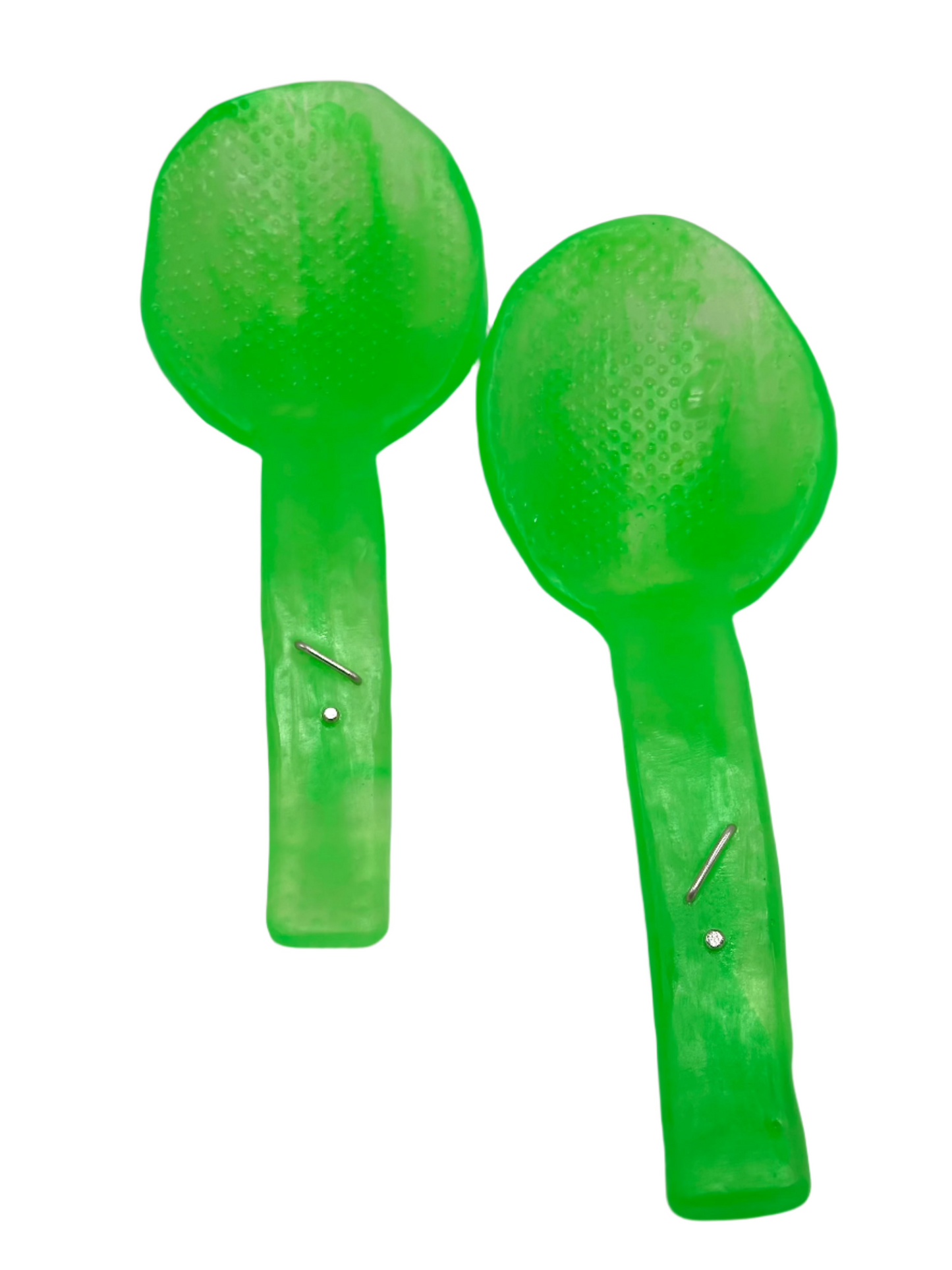 Salad Servers - Neon Green with white swirl