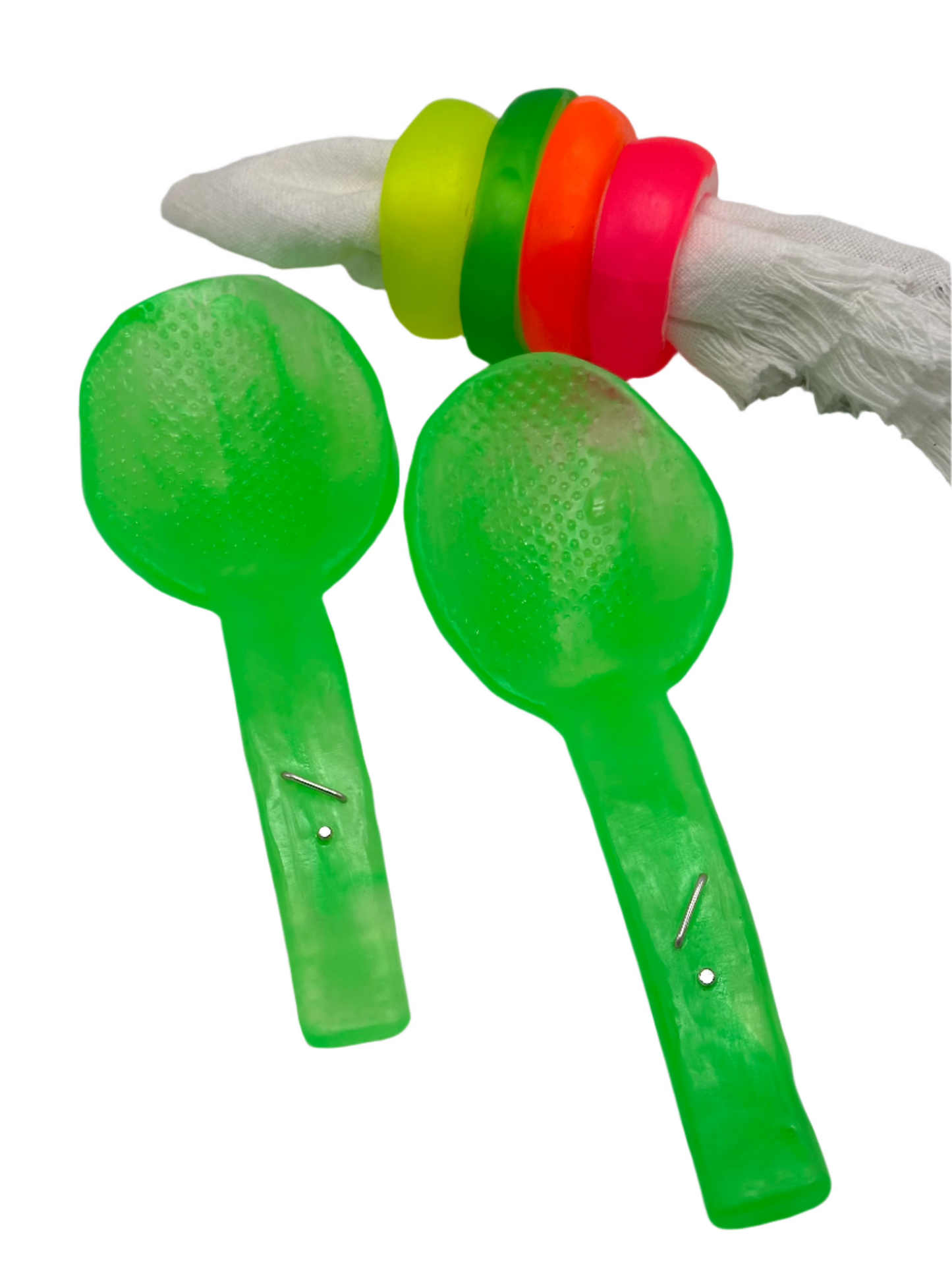Salad Servers - Neon Green with white swirl