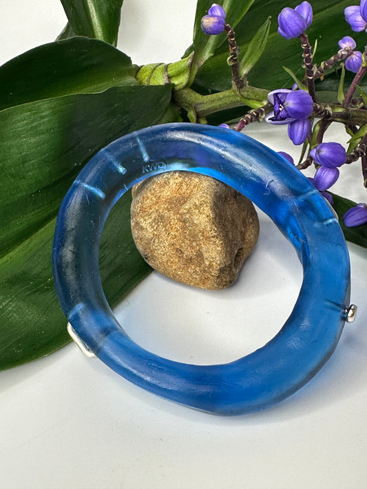 Translucent Blue & Silver woopy bangle