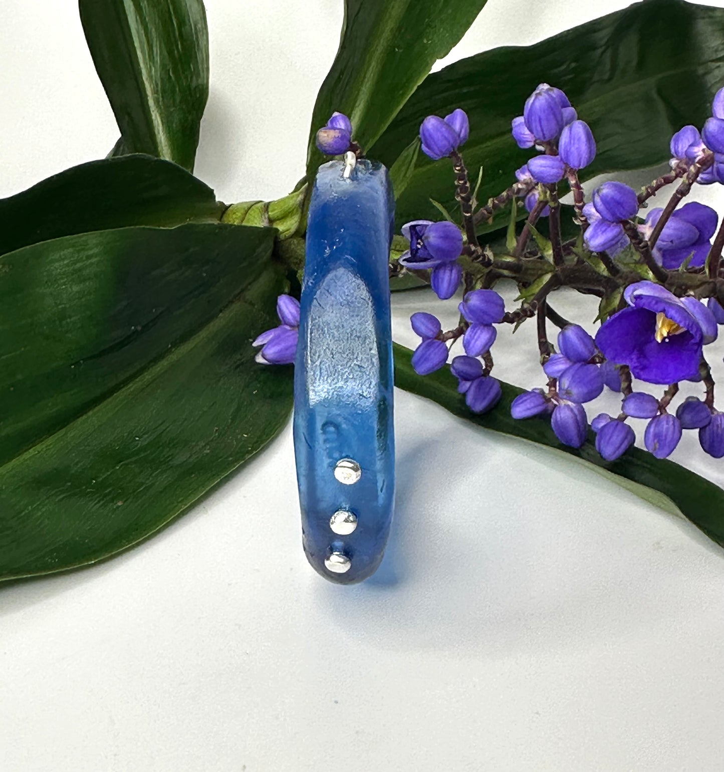 Translucent Blue & Silver woopy bangle