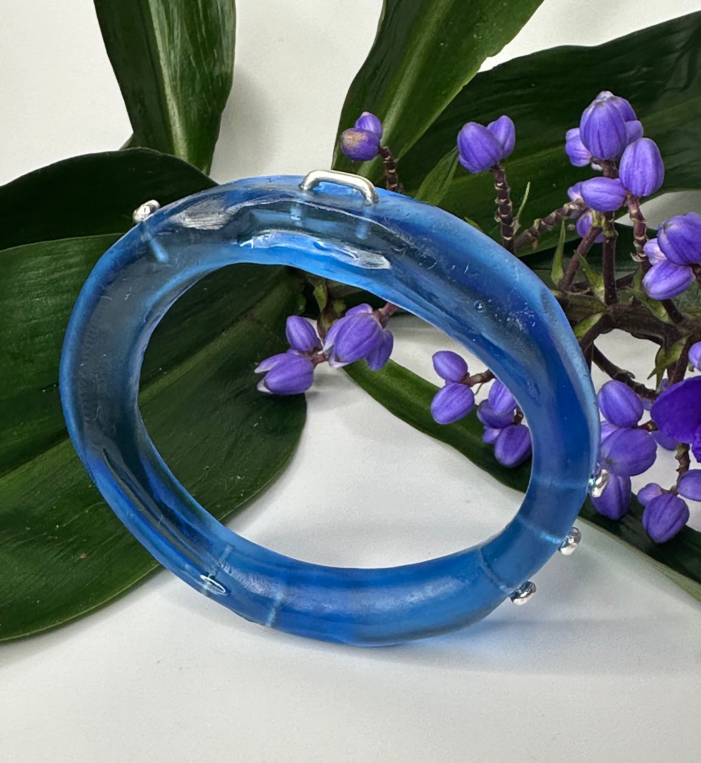 Translucent Blue & Silver woopy bangle