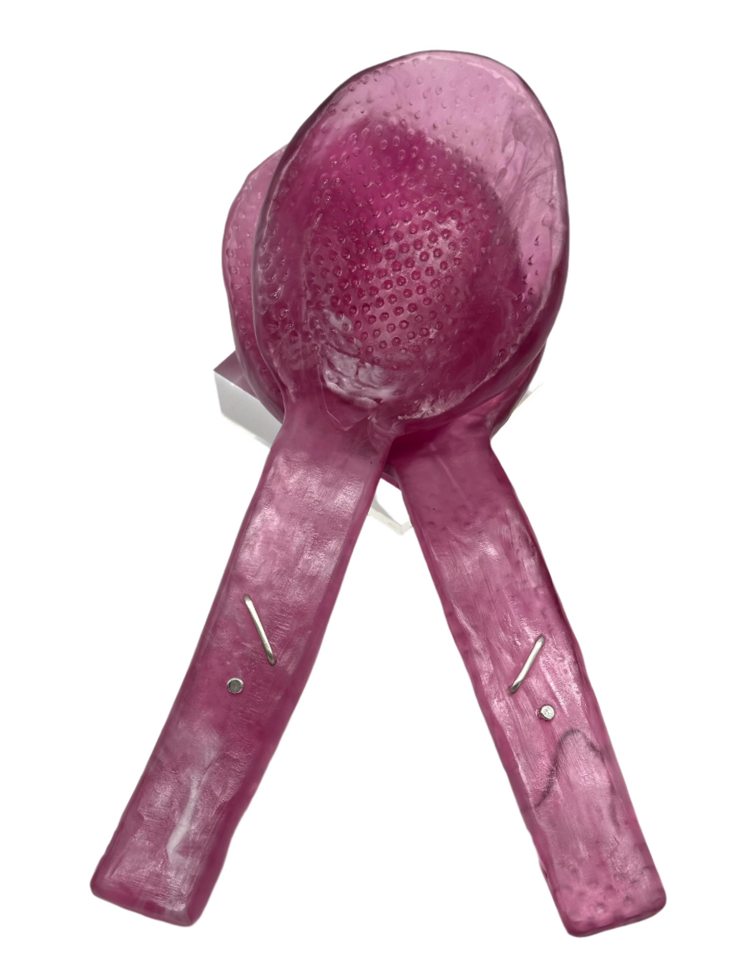 Salad Servers - Translucent Mulberry & white swirl