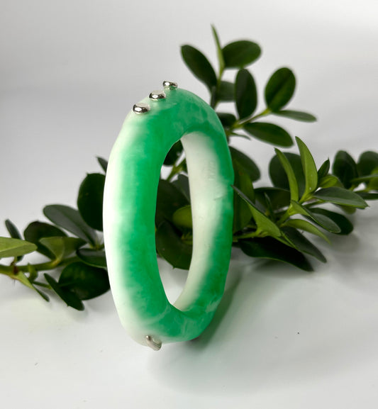 Green/White Resin woopy bangle