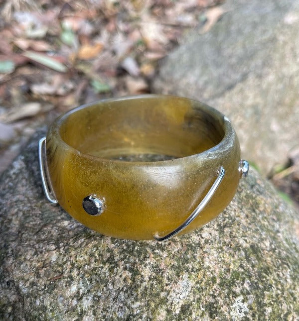 Resin Bangle with silver