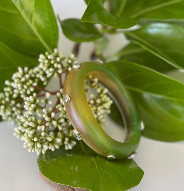 Resin bangle with silver